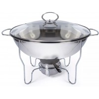 RECHAUD PANELA REDONDO 5.48L C/ TAMPA DE VIDRO E AL&Ccedil;A - INOX