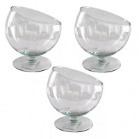 KIT 3 TA&Ccedil;AS DE MESA VIDRO CRYSTALUX BOCA TORTA 13CM