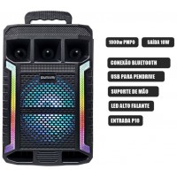 CAIXA DE SOM RGB 1000W C/ BLUETOOTH USB FM SD E MICROFONE
