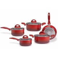 CONJUNTO DE PANELA INDU&Ccedil;&Atilde;O BRINOX ANTIADERENTE 5 PE&Ccedil;AS - VERMELHO
