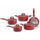 CONJUNTO DE PANELA INDUÇÃO BRINOX ANTIADERENTE 5 PEÇAS - VERMELHO