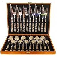 KIT FAQUEIRO MALETA DE TALHERES INOX 24 PE&Ccedil;AS - DOURADO