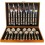JOGO DE FAQUEIRO MALETA C/ TALHERES INOX 24 PC LUX GOLD