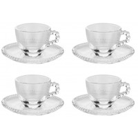 KIT 4 XICARAS DE CAFE CRISTAL BOLINHA WOLF 85ML C/ PIRES