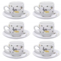 KIT 6 XICARAS CAFE HONEY 90ML PORCELANA C/ PIRES
