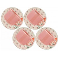 KIT 6 XICARAS CAFE OXFORD 200ML PORCELANA C/ PIRES - ROSA