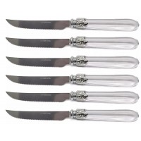 KIT 6 FACAS DE MESA INOX 23CM LYOR C/ CABO DE PLASTICO