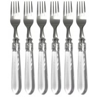 KIT 6 GARFOS DE MESA INOX LYOR C/ CABO DE PLASTICO