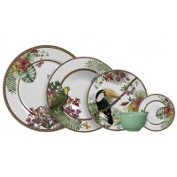 KIT DE JANTAR 20 PE&Ccedil;AS ALLEANZA CERAMICA C/ PRATOS XICARAS E PIRES