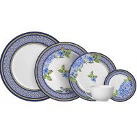 KIT DE JANTAR 20 PE&Ccedil;AS ALLEANZA C/ PRATOS XICARAS E PIRES  - BRANCO E AZUL