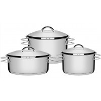 JOGO DE PANELAS 3 PE&Ccedil;AS TRAMONTINA FUNDO TRIPLO - INOX