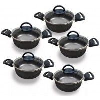 JOGO DE PANELAS CA&Ccedil;AROLAS ANTIADERENTE 5 PE&Ccedil;AS C/ UTENSILIOS - PRETO
