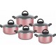 CONJUNTO 5 CAÇAROLAS ANTIADERENTE C/ TAMPA DE VIDRO - ROSE