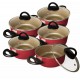 CONJUNTO 5 CAÇAROLAS ANTIADERENTE C/ TAMPA DE VIDRO UTENSILIOS - CEREJA