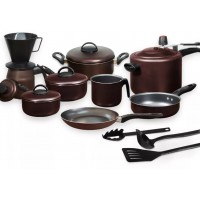 JOGO DE PANELAS TEFLON 10 PE&Ccedil;AS C/ PANELA DE PRESSAO UTENSILIOS