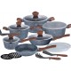 JOGO DE PANELAS BERLINGER HAUS 18 PEÇAS ANTIADERENTE - CINZA PEDRA