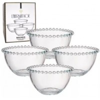 CONJUNTO 4 TIGELAS BOWLS 7CM BOLINHAS EM CRISTAL