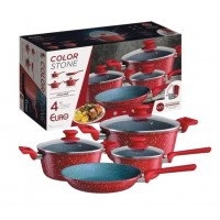 JOGO 4 PANELAS ANTIADERENTE COLORS TITANIO LUX RED