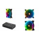 KIT 3 VENTILADORES FAN 12CM RGB 1300RPM PARA COMPUTADOR C/ HUB