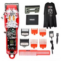 MAQUINA DE CORTAR CABELO WMARK TRANSPARENTE 12MM C/ 6 PENTES BIVOLT - VERMELHA