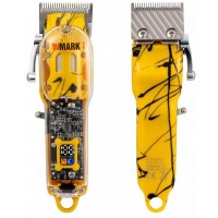 MAQUINA DE CORTAR CABELO WMARK TRANSPARENTE 12MM C/ 5 PENTES BIVOLT - AMARELA