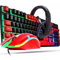 KIT GAMER TECLADO SEMI MECANICO + MOUSE  +FONE USB RGB KNUP