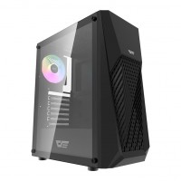GABINETE GAMER ATX AIGO MID TOWER C/ 3 FANS LATERAL VIDRO - PRETO