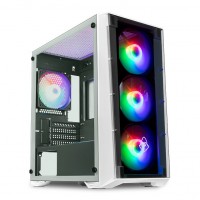 GABINETE GAMER ATX MANCER MID TOWER RGB C/ 4 FANS LATERAL VIDRO - BRANCO