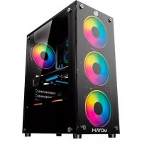 GABINETE GAMER ATX HAYOM MID TOWER RGB C/ 4 FANS LATERAL VIDRO - PRETO