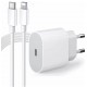 FONTE CARREGADOR TOMADA USB C COMPATIVEL IPHONE C/ CABO BIVOLT - BRANCO