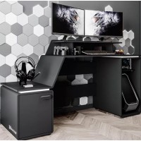 MESA GAMER ESCRIVANINHA XRACER 1 PORTA C/ 2 PRATELEIRAS - PRETA