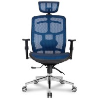 CADEIRA DE ESCRITORIO DT3 RECLINAVEL C/ APOIO CABE&Ccedil;A E BRA&Ccedil;OS - AZUL
