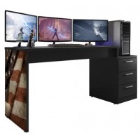 MESA GAMER ESCRIVANINHA ESPRESSO MOVEIS MDP C/ 3 GAVETAS