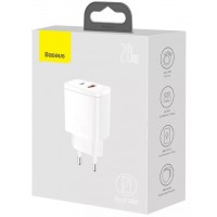 FONTE CARREGADOR MINI TURBO BASEUS 20W USB C/ USB C - BRANCO