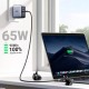FONTE CARREGADOR TOMADA 65W UGREEN TURBO 3X1 C/ 2 USB C