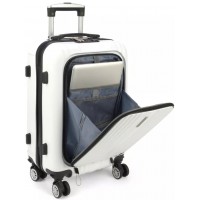 MALA PARA VIAGEM A BORDO 10KG POLO KING RODAS C/ BOLSO NOTEBOOK - BRANCA