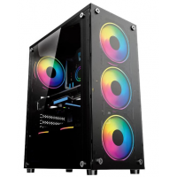 GABINETE GAMER ATX C/ 4 FANS RGB FRONTAL E LATERAL EM VIDRO