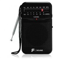 RADIO DE BOLSO MP3 PORTATIL FSOUND AM FM C/ AL&Ccedil;A - PRETO
