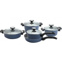 JOGO DE PANELAS ALUMINIO 5 PE&Ccedil;AS NEOFLAM C/ REVESTIMENTO CERAMICA - AZUL