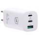 FONTE CARREGADOR 65W TURBO G SHIELD C/ 2 PORTAS USB-C USB - BRANCO 