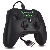 CONTROLE JOYSTICK COM FIO XBOX 360 PC KNUP C/ VIBRA&Ccedil;AO - PRETO