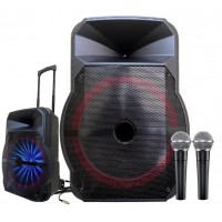 CAIXA DE SOM 700W HERUZ USB P2 C/ BLUETOOTH 2 MICROFONES