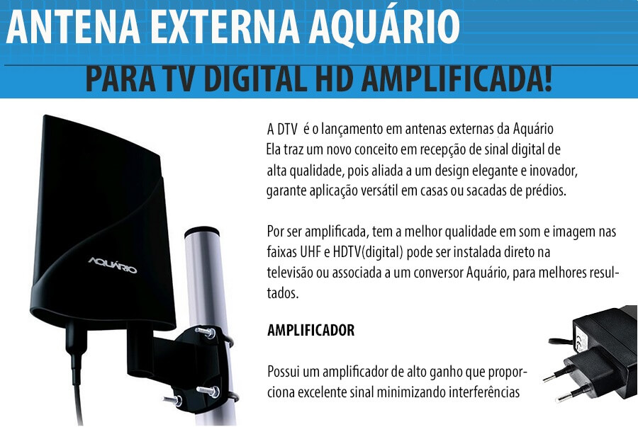 ANTENA EXTERNA AQUARIO DTV, VHF, UHF, HDTV