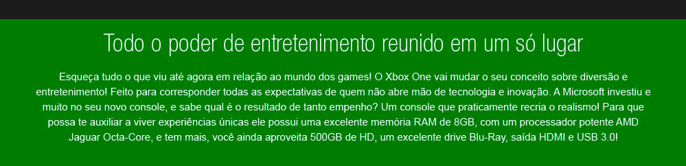 CONSOLE XBOX ONE 500GB + KINECT + 3 JOGOS + CONTROLE WIRELESS + HEADSET