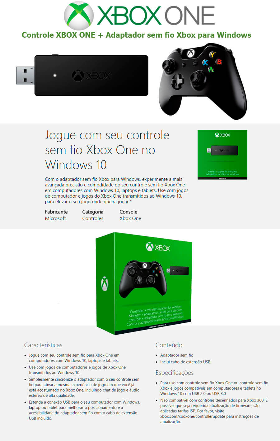 Controle Sem Fio Xbox 360 Compatível Com Computador Notebook