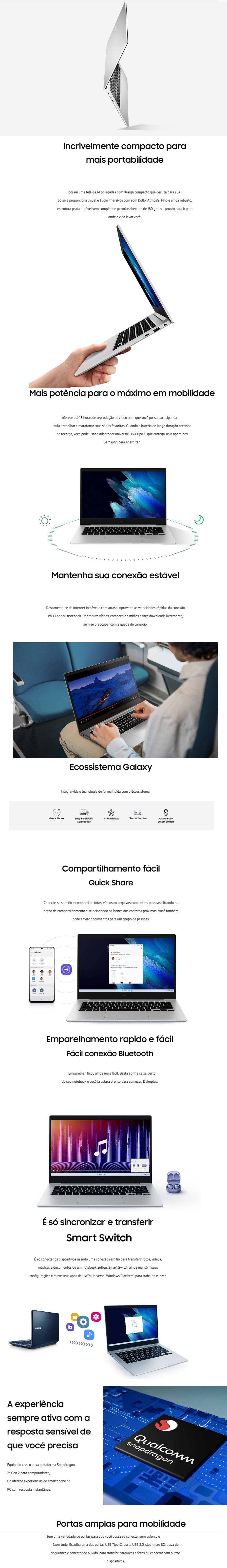 Notebook,Samsung,Tela,14,Octa,Core,4GB,Ram,SSD,128GB,Prata,Win,11,Galaxy,Book,Go,NP340XLAK06BR