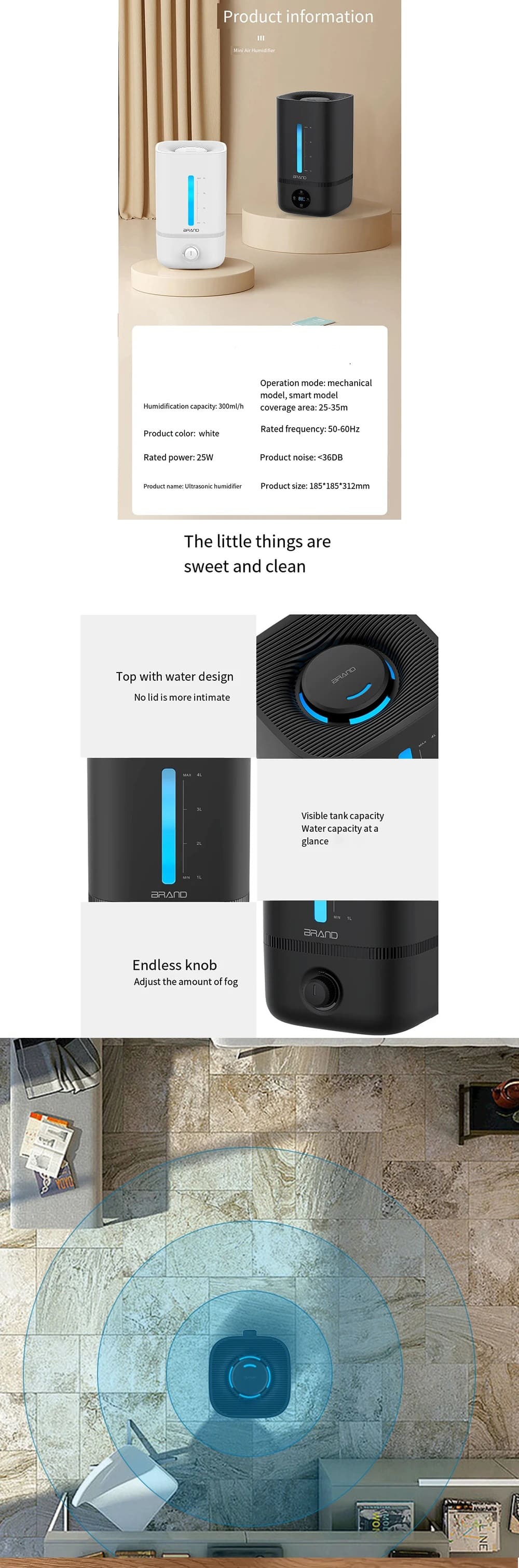 Umidificador de Ar 5L Brand 25W Bivolt Branco ultrasonic Umidificador de Ar 5L Brand 25W Bivolt Branco ultrasonic