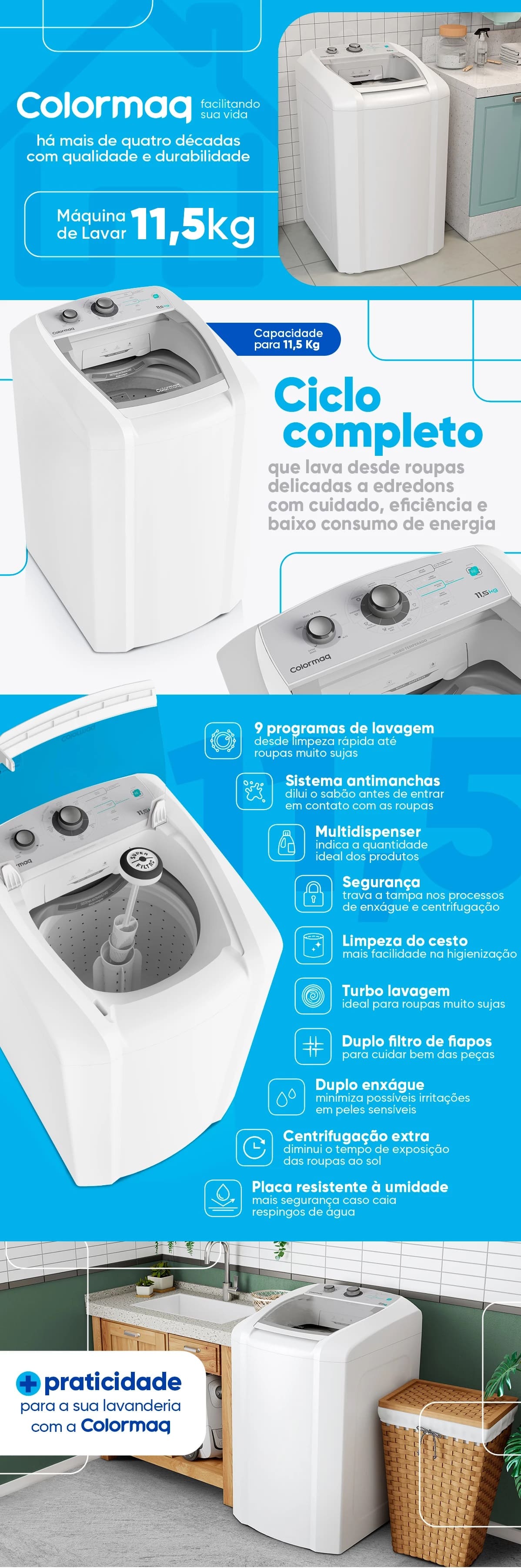 Maquina,de,Lavar,Roupa,11.5Kg,Colormaq,Desligamento,Automatico,Branca