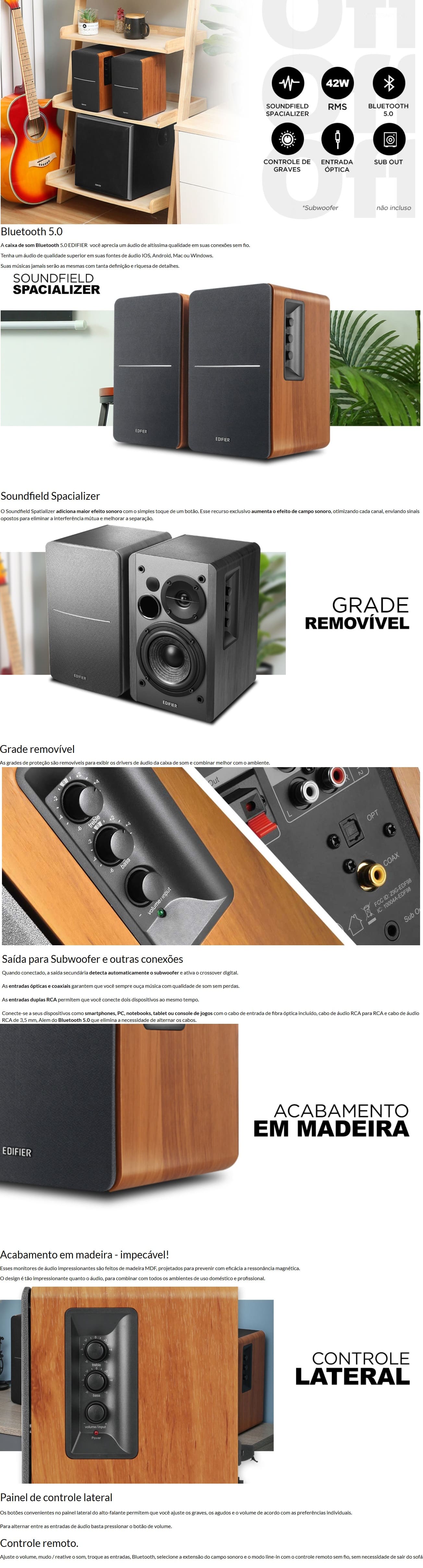 Caixa de Som Monitor de Audio Edifier 100W Bluetooth USB A100 airpulse