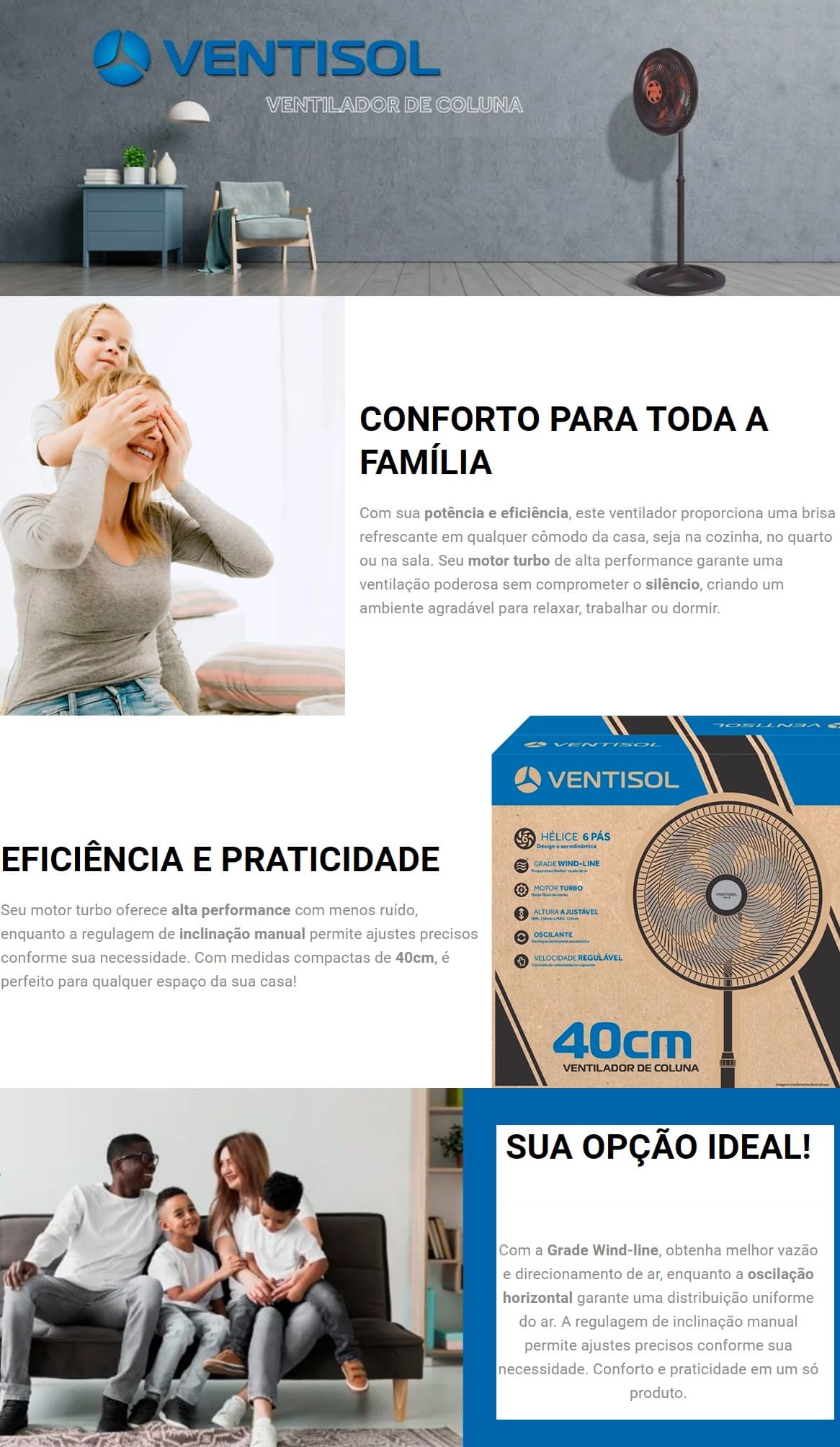 Ventilador de Mesa 50cm Mondial 150W 3 Velocidades Preto